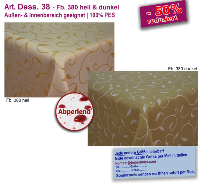 Tischwäsche Dess. 38 - Fb. 380 hell & dunkel - abperlend, schmutzabweisend